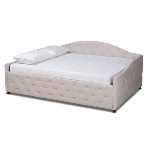 Baxton Studio Becker Modern and Contemporary Transitional Beige Fabric Upholstered Full Size Daybed