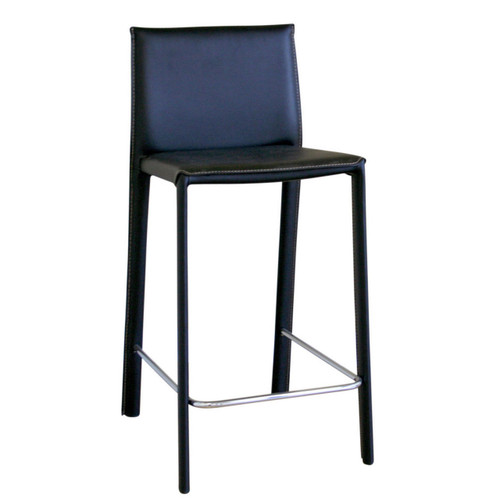Baxton Studio Crawford Black Leather Counter Height Stool (Set of 2)