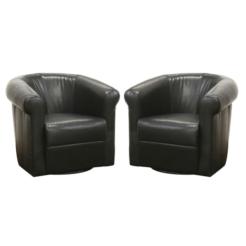 Baxton Studio Julian Black Brown Faux Leather Club Chair with 360 Degree Swivel