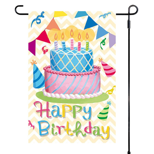 Super Tough Garden Flag - Happy Birthday - 12in x 18in