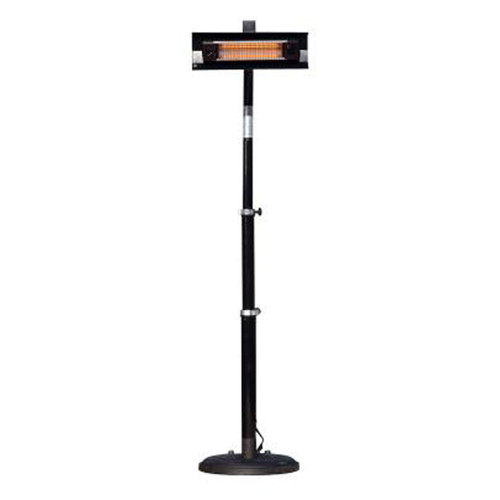 Black Powder Coated Steel Telescoping Offset Pole Mounted Infrared Patio Heater - Electric - 1500W