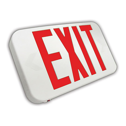 LED Compact Exit Sign - White - 90 Min. Emergency Runtime - 120/277V - LumeGen