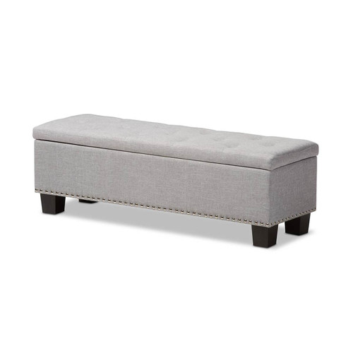 Baxton Studio Hannah Modern and Contemporary Grayish Beige Fabric Upholstered Button-Tufting Storage Ottoman Bench