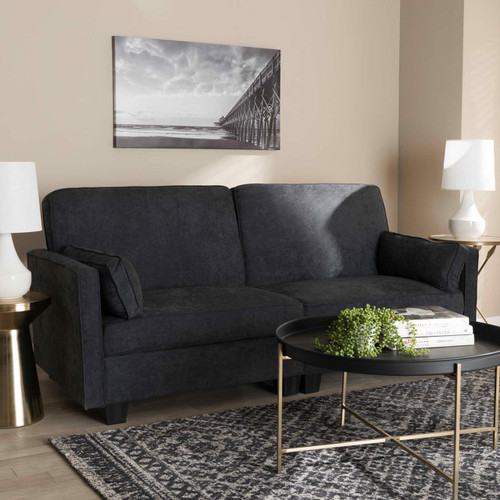 Baxton Studio Felicity Modern and Contemporary Dark Gray Fabric Upholstered Sleeper Sofa