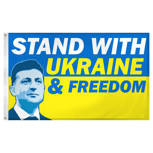 Ukraine Flag 3ft x 5ft Super Knit Polyester - President Zelensky