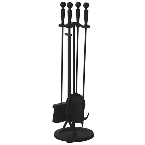 Wrought Iron Fire Tool Set with Ball Handles in Black - 5-Piece