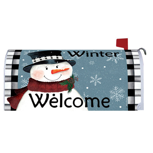 Black & White Snowman Mailbox Cover - 17.75" x 20"