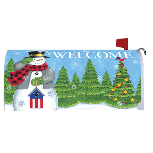 Patriotic Snowman Mailbox Cover - 17.75" x 20"