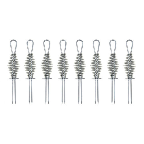 8 Piece Set of Corn Skewers With Spiral Cool Touch Handles - Silver
