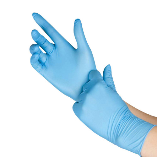 Disposable Nitrile Standard Exam Grade Gloves 3.5 mil - Blue - Box 100 (L)