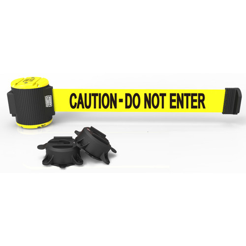 Banner Stakes 30' Wall-Mount Retractable Belt, Yellow "Caution - Do Not Enter" - MH5002