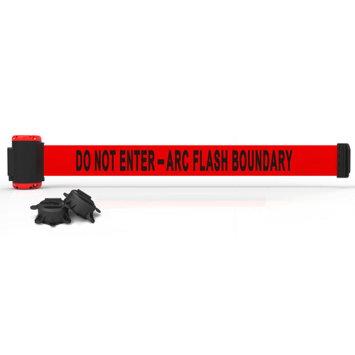 Banner Stakes 7' Wall-Mount Retractable Belt, Red "Do Not Enter - Arc Flash Boundary" - MH7010