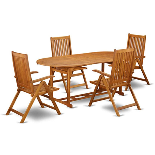 East West Furniture 5 Piece Patio Dining Set in Natural Oil Finish  - BSCN5NC5N