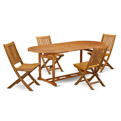 East West Furniture 5 Piece Patio Dining Set in Natural Oil Finish  - BSDK5CWNA