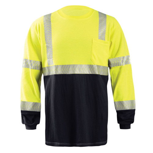 Occunomix Flame Resistant Long Sleeve Segmented Black Bottom T-Shirt - Class 3 - M