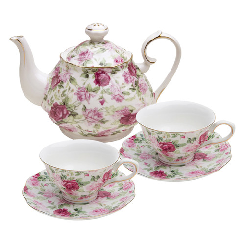 Summer Rose - 5 Piece Porcelain Tea Set