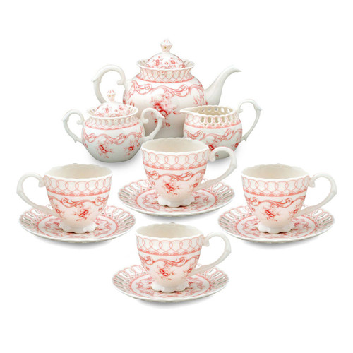 Pink Vine - 11 Piece Porcelain Tea Set