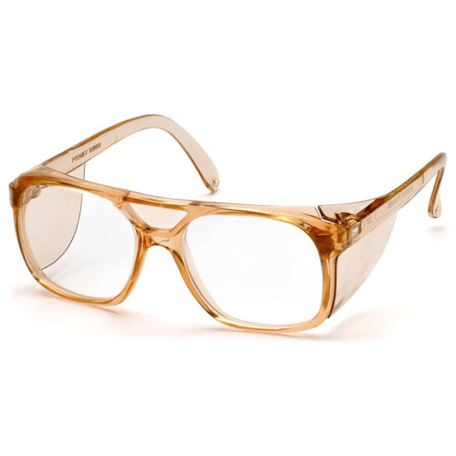 Pyramex Monitor Safety Glasses with Side Shields - Clear Lens - Caramel Frame
