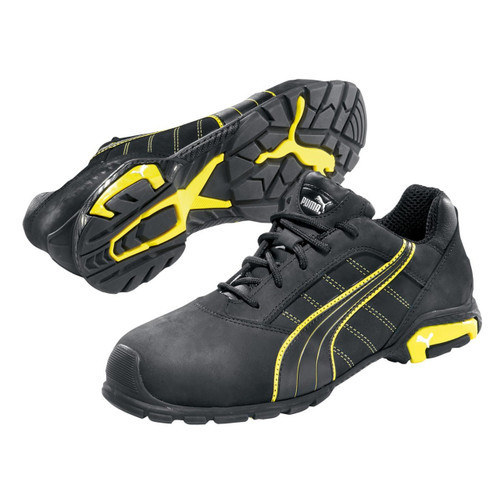 Puma Safety Men's Amsterdam Low Black & Yellow SD Aluminum Toe Shoes - 642715