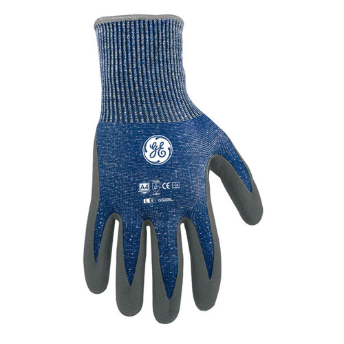 General Electric GG208 Blue ANSI A4 Cut Resistant PU Coated Gloves - Single Pair