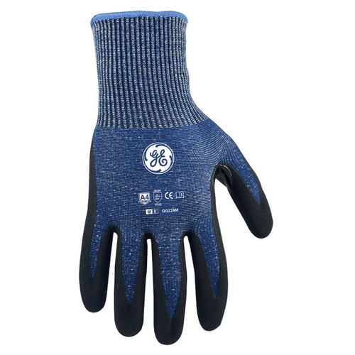 General Electric ANSI A4 Cut Resistant Foam Nitrile Coated Gloves - Black/Blue - GG224 - Single Pair