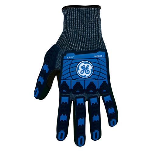 General Electric ANSI A4 Cut Resistant Micro Foam Nitrile Coated TPR Impact Gloves - Blue/Black - GG242 - Single Pair