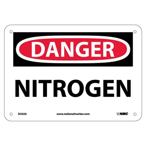 Danger Nitrogen, 10x14 Rigid Plastic Sign