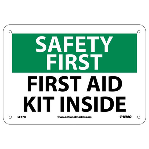 Safety First First Aid Kit Inside 10x14 Rigid Plastic Sign