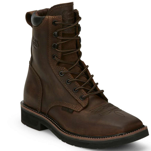 Justin Men's Pulley 8" Brown EH Steel Toe Boots - SE682