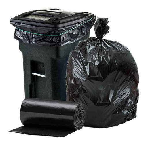 64-65 Gallon Toter Compatible Trash Bags - Black, 25 Bags - 3 Mil