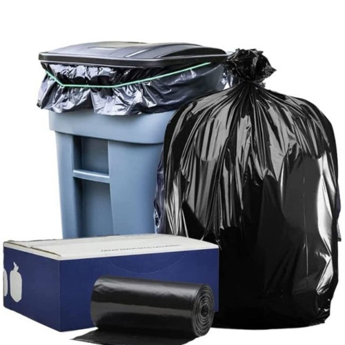95-96 Gallon Trash Bags - Black, 25 Bags (5 Rolls of 5) - 2 Mil