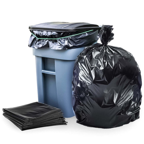 95-96 Gallon Trash Bags - Black, 25 Bags - 3 Mil