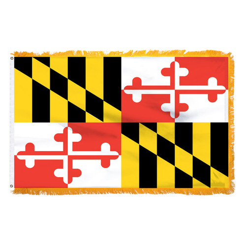 Maryland 4X6ft Nylon Flag with Indoor Pole Hem and Fringe