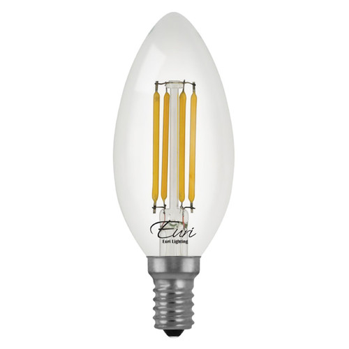 Case of 24 - LED B10 Filament - 4.5W - Dimmable - 60W Equiv - 500 Lumens - 2700K - Euri Lighting (6 Packs of 4)