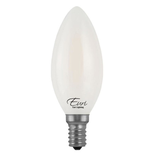 CASE OF 24 - LED B10 Filament Bulb - 4.5W - 40W Equiv. - Dimmable - 450 Lumens - Frosted - Euri Lighting (6 Packs of 4 Bulbs)