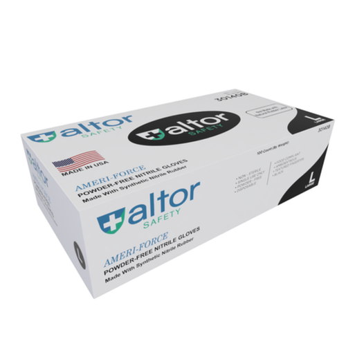 Altor Safety Disposable Nitrile Industrial Gloves - Black - 6 mil - Box of 100 - Made in USA (S, M, L, XL)