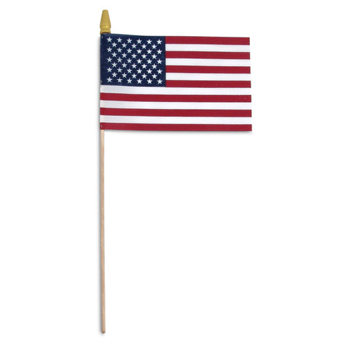 Super Tough 8"x12" Cotton US Stick Flag with 24" Wood Stick and Spear Tip