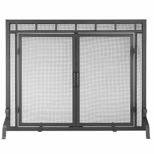 Single Panel Fireplace Screen with Doors - 44'' W x 33'' H