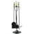 5 Piece Black and Brass Fireplace Tool Set