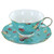 Shabby Rose Turquoise Porcelain - Tea Cup and Saucer Set