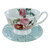 Botanical Blue Garden Porcelain - Teacup and Saucer Set of 4