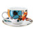 Multicolor Poppy Tea Cups and Saucers, Set of 4