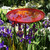 14-in. Red Crackle Glass Bowl Bird Bath