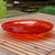 14-in. Red Crackle Glass Bowl Bird Bath