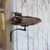 13" Antiqued Patina and Brass Bird Bath with Birds with Wall Mount Bracket