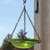 Crackle Glass Hanging Birdbath- Fern Green