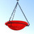 Crackle Glass Hanging Birdbath- Red