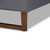 Baxton Studio Liliya Mid-Century Modern Gray Fabric Upholstered Walnut Brown Finished Wood King Size Platform Bed Frame