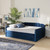 Baxton Studio Lennon Modern and Contemporary Navy Blue Velvet Fabric Upholstered Queen Size Daybed with Trundle