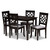Baxton Studio Mael Modern and Contemporary Gray Fabric Upholstered Espresso Brown Finished 5-Piece Wood Dining Set